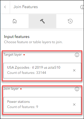 Layers used in Join Features configuration