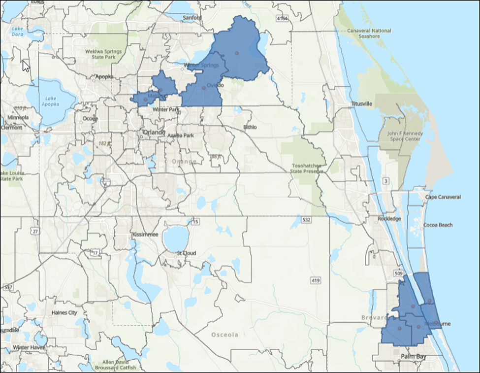 Web map displaying polygons created form ZIP code data