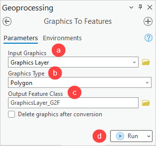 The Graphics to Features pane in ArcGIS Pro.