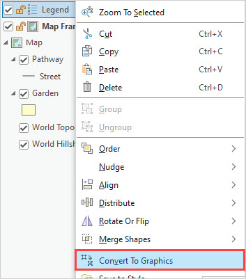 The Contents pane in the layout view of ArcGIS Pro.