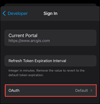 The OAuth field on the Sign In page
