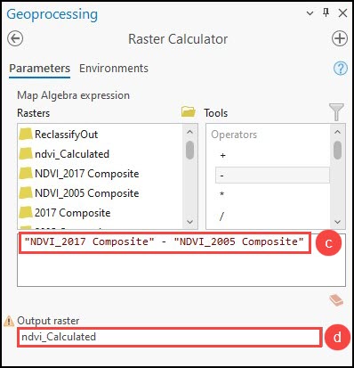 Configuring the Raster Calculator tool parameters