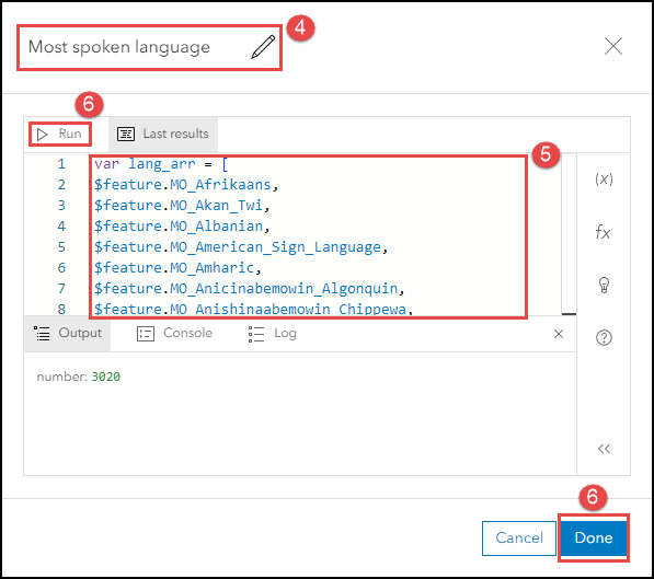 Specifying the Arcade expression in the ArcGIS Online Map Viewer editor window