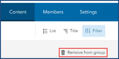 The Remove from group button.