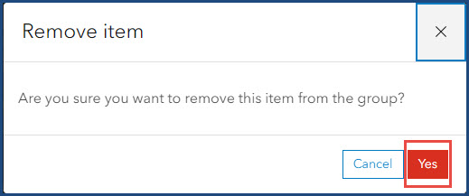 The Remove item window.