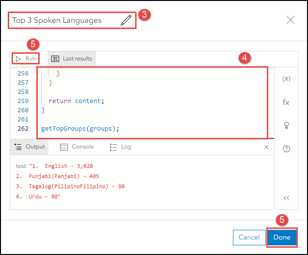 Specifying the Arcade expression in the ArcGIS Online Map Viewer editor window