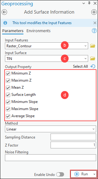 The Add Surface Information pane