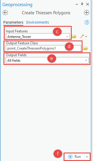 Configuring the Create Thiessen Polygons tool