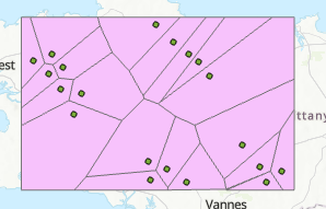 The Thiessen polygons are generated