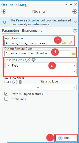 Configuring the Dissolve tool