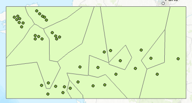 Adjacent polygons are merged based on the attribute values of the point features