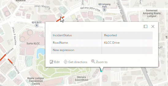 Pop-ups displaying information of  line features in Map Viewer.