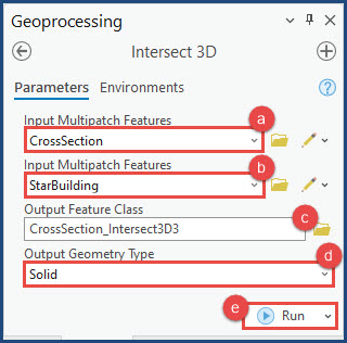 The Intersect 3D pane.