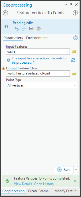 Configuring the Feature Vertices To Points tool.