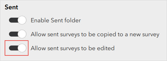 The Allow sent surveys to be edited option is enabled.