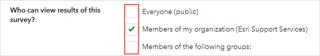 The options for Who can view results of this survey?