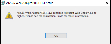 The error message returned when the machine is not installed with Microsoft Web Deploy 3.6