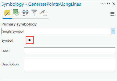 The point symbol in the Symbology pane.