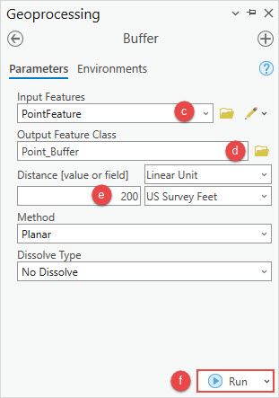 The Buffer parameters configured in the Buffer pane.