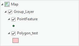 The group layer with the point and polygon features underneath in the Contents pane.