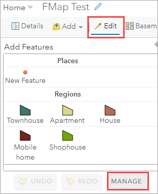 The Edit and Manage option in Map Viewer Classic.