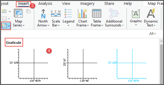 The graticule grid type selection on ArcGIS Pro