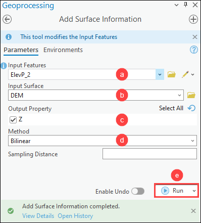 The Add Surface Information pane