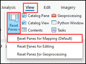 Resetting the panes to default in the project