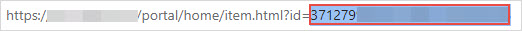 The item ID in the address bar of the web browser.