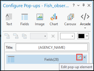 The location of the Edit pop-element icon in the Configure Pop-ups pane