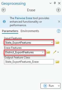 Erase tool with parameters