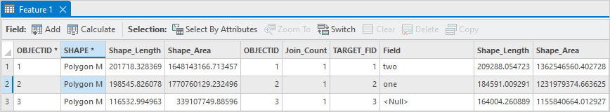 An attribute table in ArcGIS Pro.