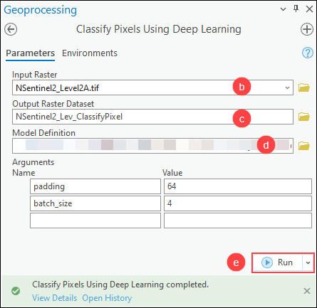 The Classify Pixels Using Deep Learning pane