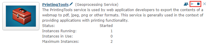 Stopping and starting the print service in ArcGIS Server Manager