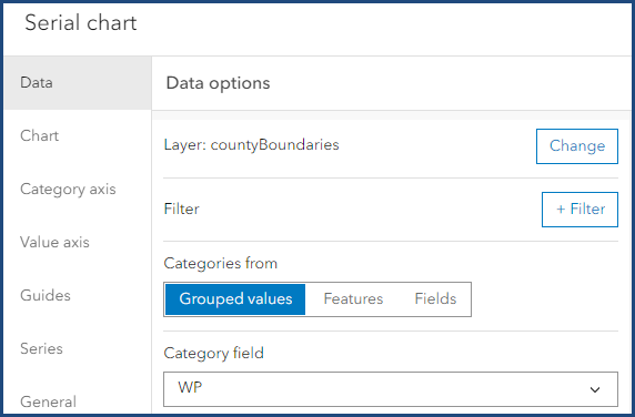 The Serial chart element configuration window.