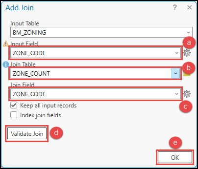 The Add join dialog box with the configured parameters