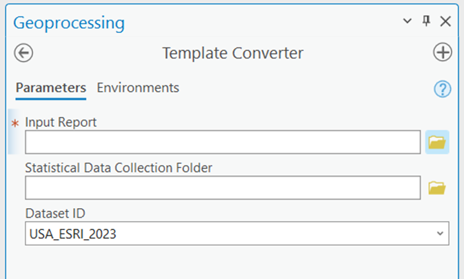 The Template Converter tool in the Geoprocessing pane.