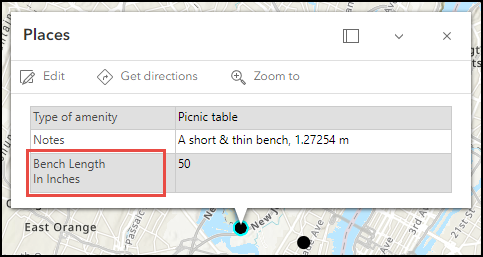 A feature pop-up with wrapped field alias in ArcGIS Online Map Viewer