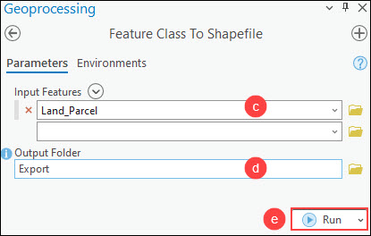The Feature Class To Shapefile pane