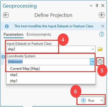 Adding coordinate system in the input geodataset