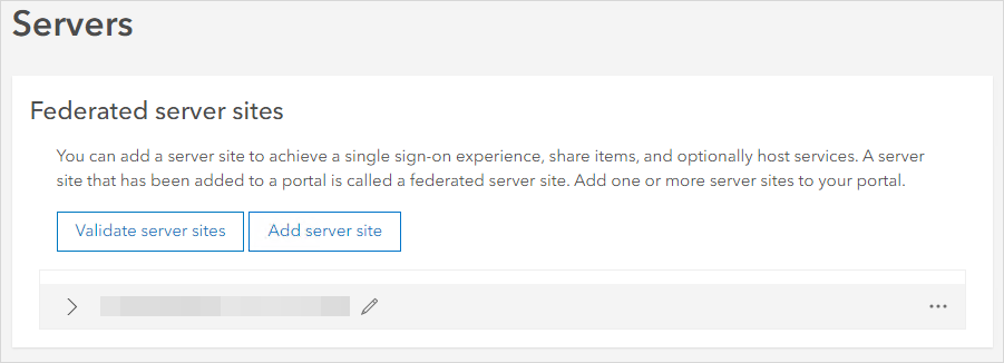 List of server sites in Portal for ArcGIS.