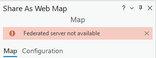 The error message returned when attempting to share a map as a web map to Portal for ArcGIS