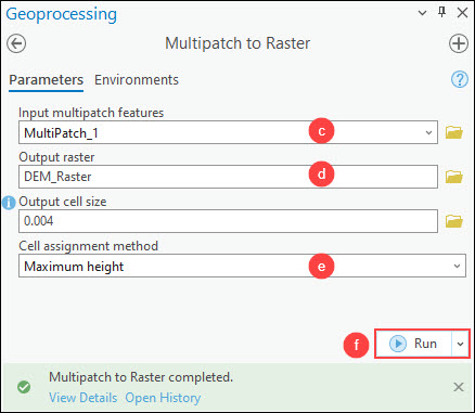 The Multipatch to Raster pane