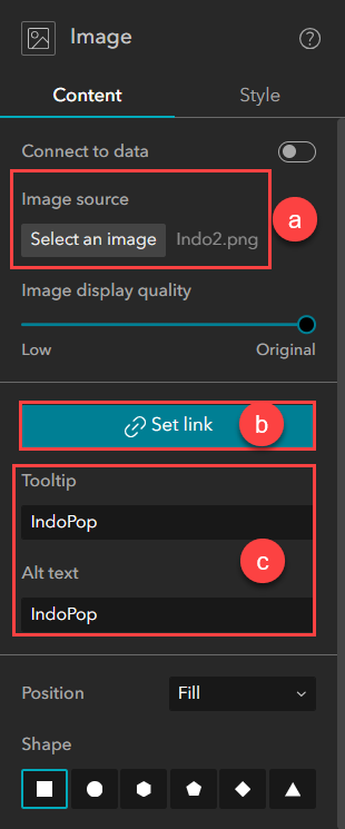 The image of the configurations of the Image widget.