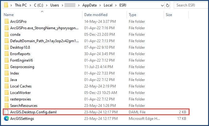 The .daml file located in the App Data local folder