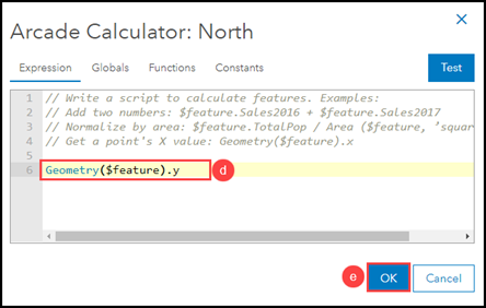 The Arcade expression in the Arcade Calculator expression box