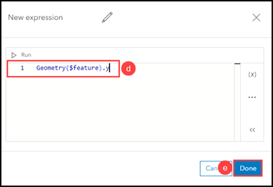 The Arcade expression in the New expression window expression box