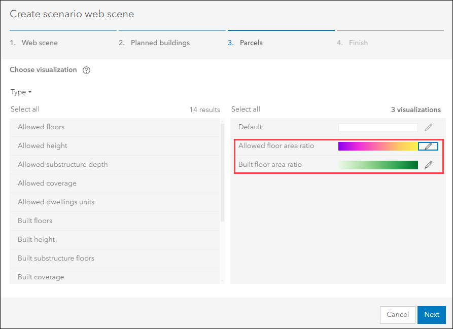 The Create scenario web scene dialog box