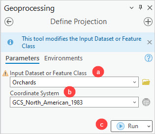 The Define Projection pane in ArcGIS Pro