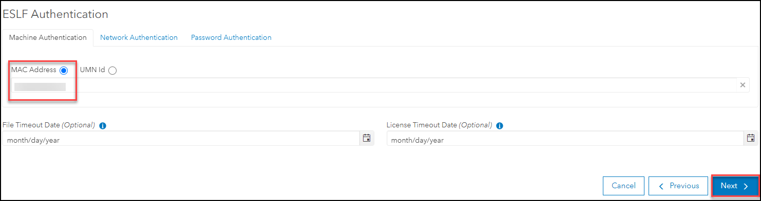 The ESLF Authentication with the option to use MAC Address